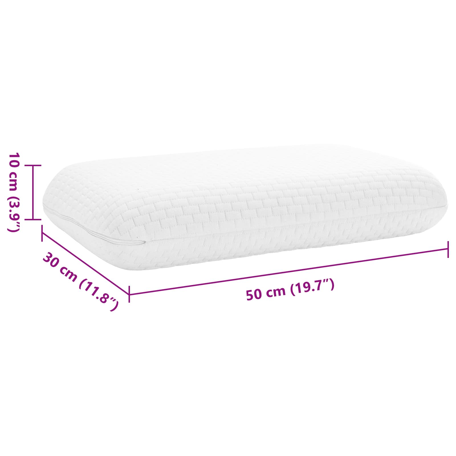 Μαξιλάρι Ύπνου Μονόχρωμο Λευκό 60 x 40 x 13 εκ. Αφρός Μνήμης - Pakobazaar