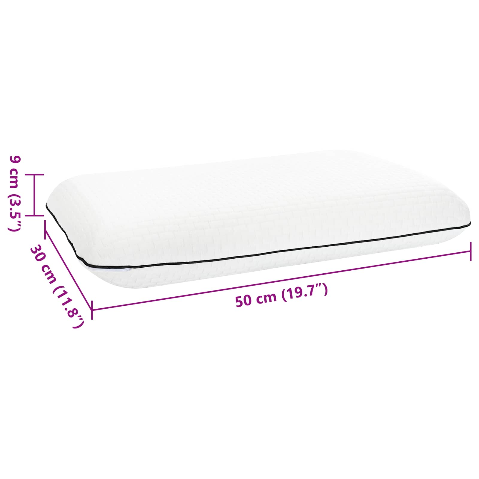 Μαξιλάρι Ύπνου Μονόχρωμο Λευκό 30 x 50 x 9 εκ Τζελ Αφρός - Pakobazaar