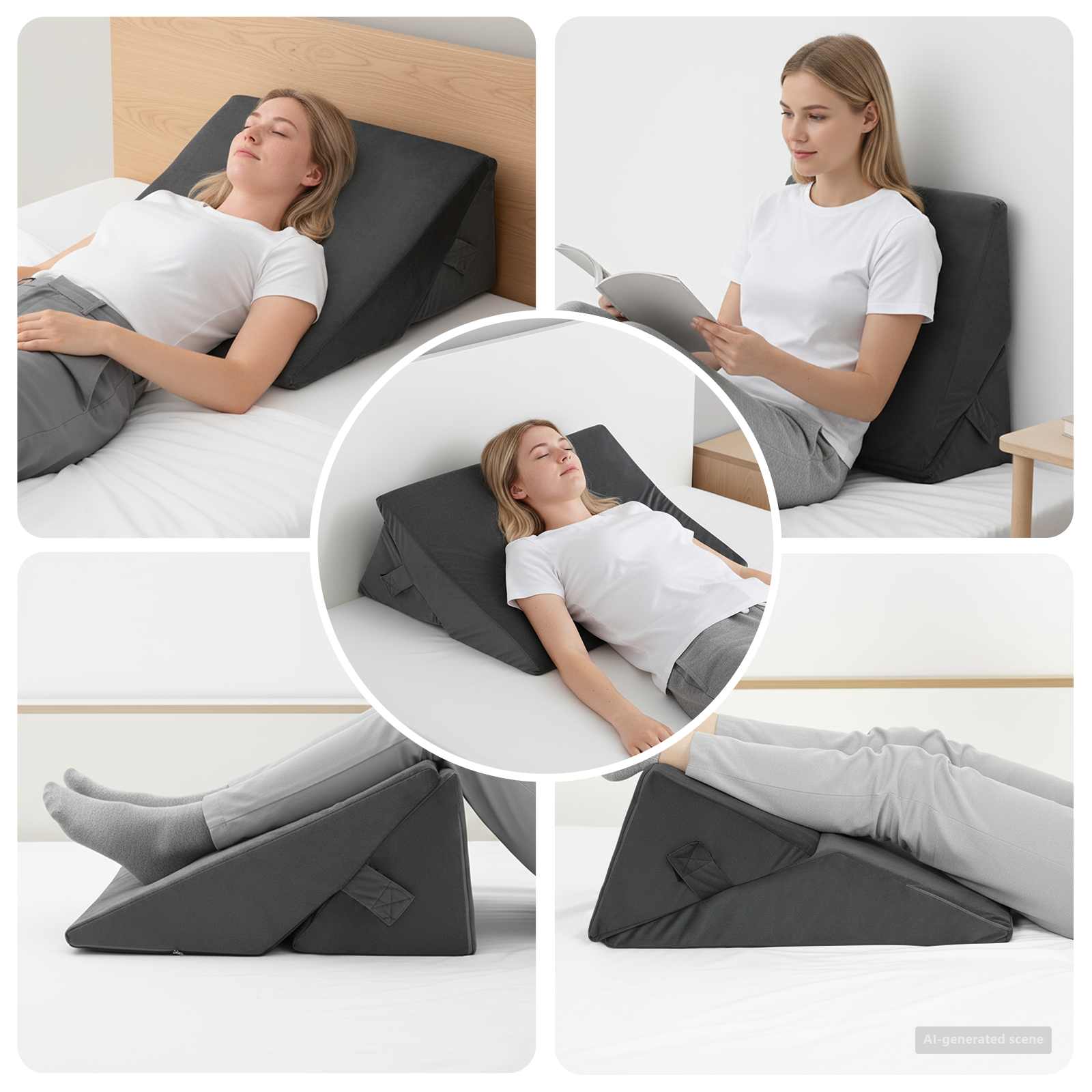 Μαξιλάρι Γωνίας Γκρι 55 x 55 x 26 εκ. Αφρός Μνήμης - Pakobazaar