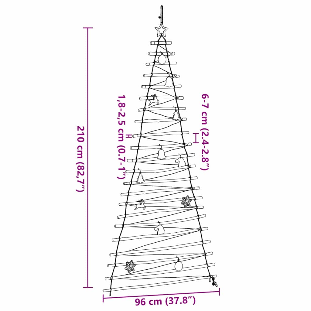 Χριστουγεννιάτικο Δέντρο με 130 LED Φυσικό 210 cm ξύλο φράξου - Pakobazaar