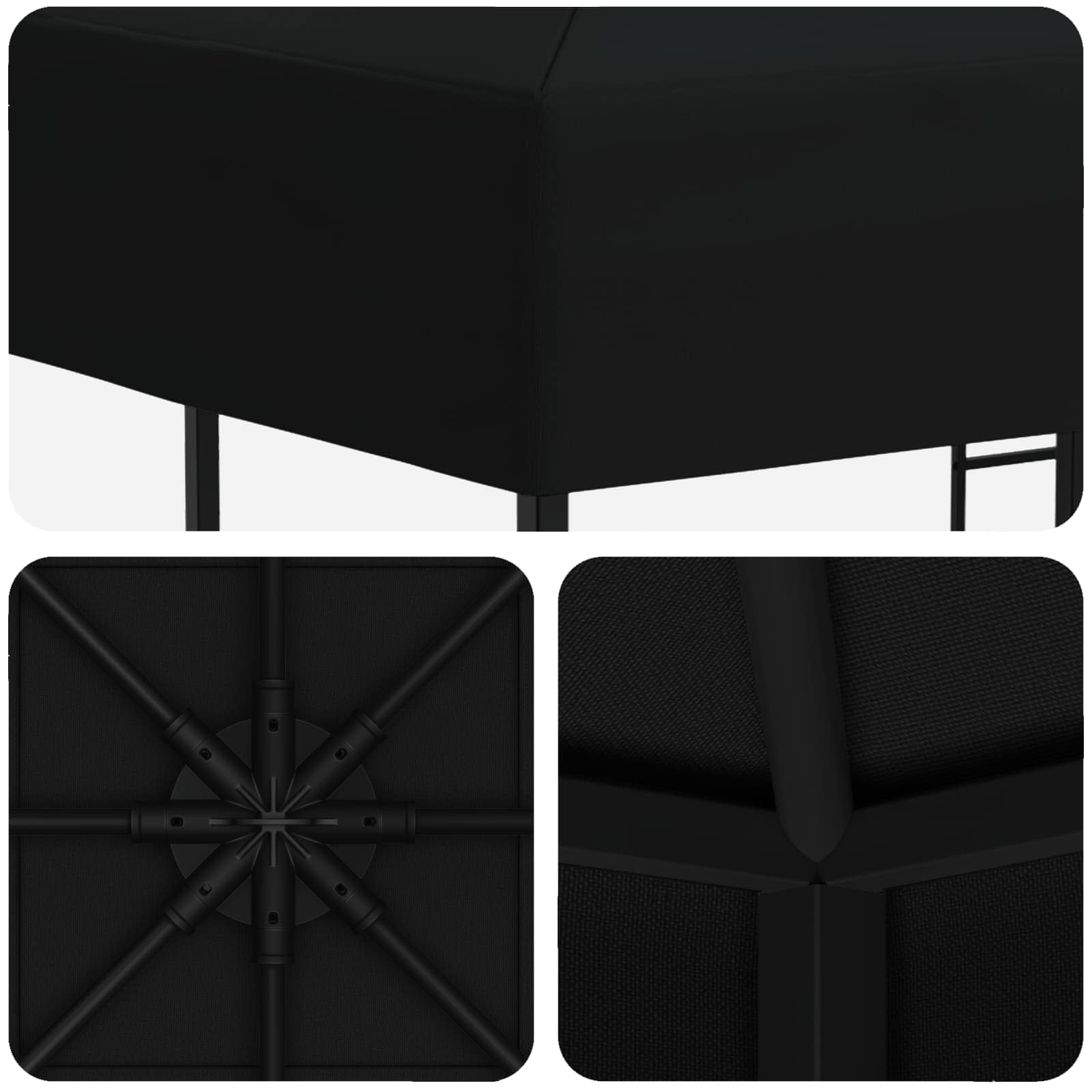 Κιόσκι 3 x 3 m Μαύρο Πολυεστέρας και Χάλυβας 190 gsm - Pakobazaar