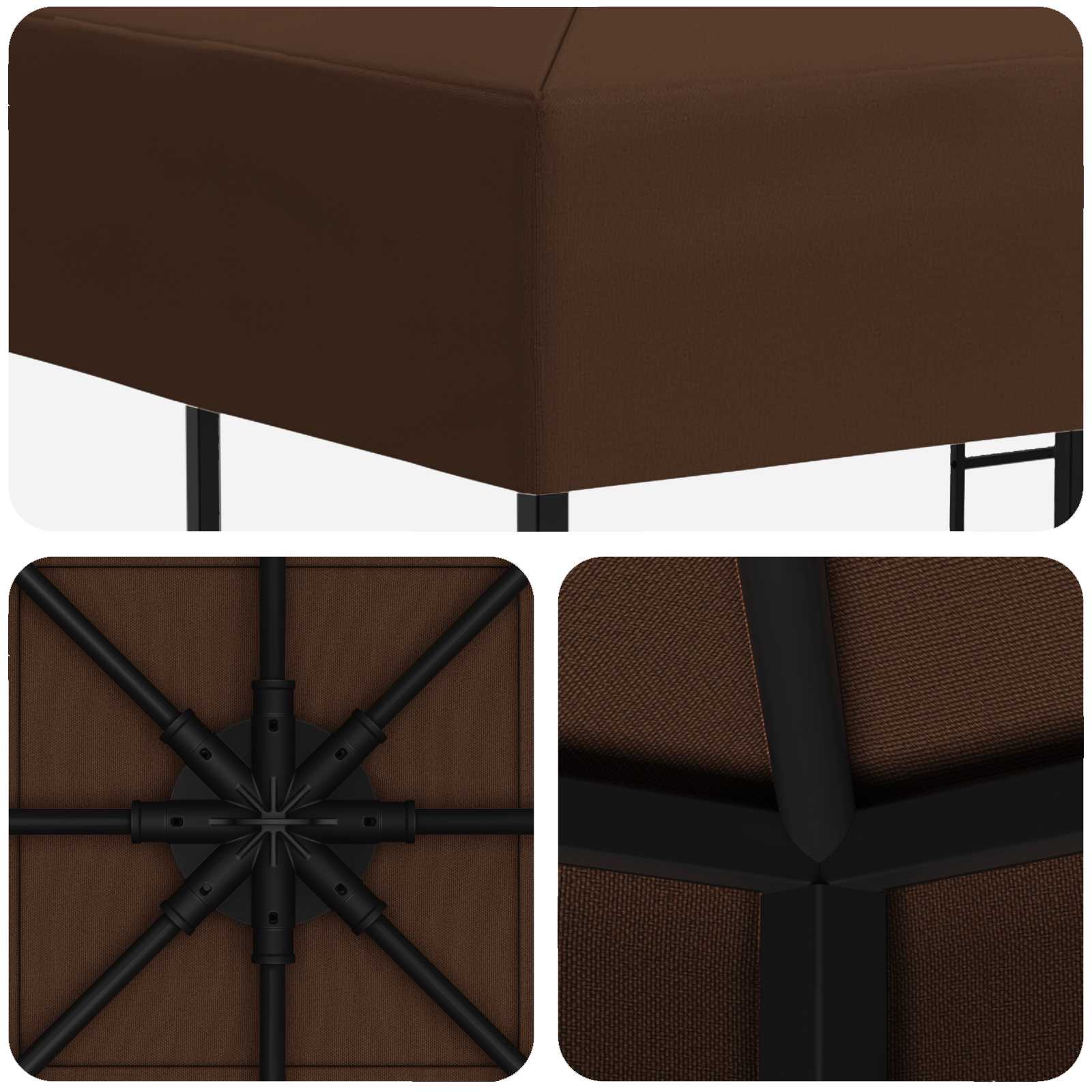 Κιόσκι 3 x 3 m Καφέ Πολυεστέρας και Χάλυβας 190 gsm - Pakobazaar