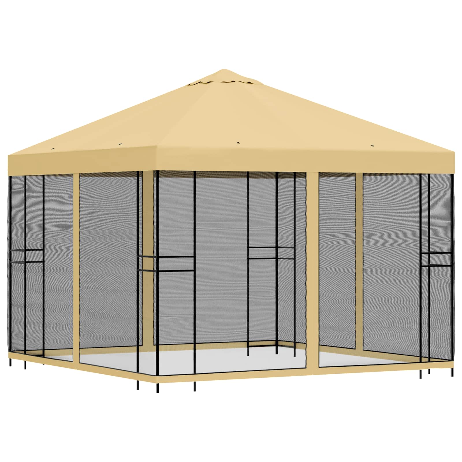 Κήπος Γκαζebo με Πλευρικά Τοίχους 3 x 3 m Κρεμ - Pakobazaar