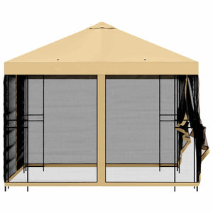 Κήπος Γκαζebo με Πλευρικά Τοίχους 3 x 3 m Κρεμ - Pakobazaar