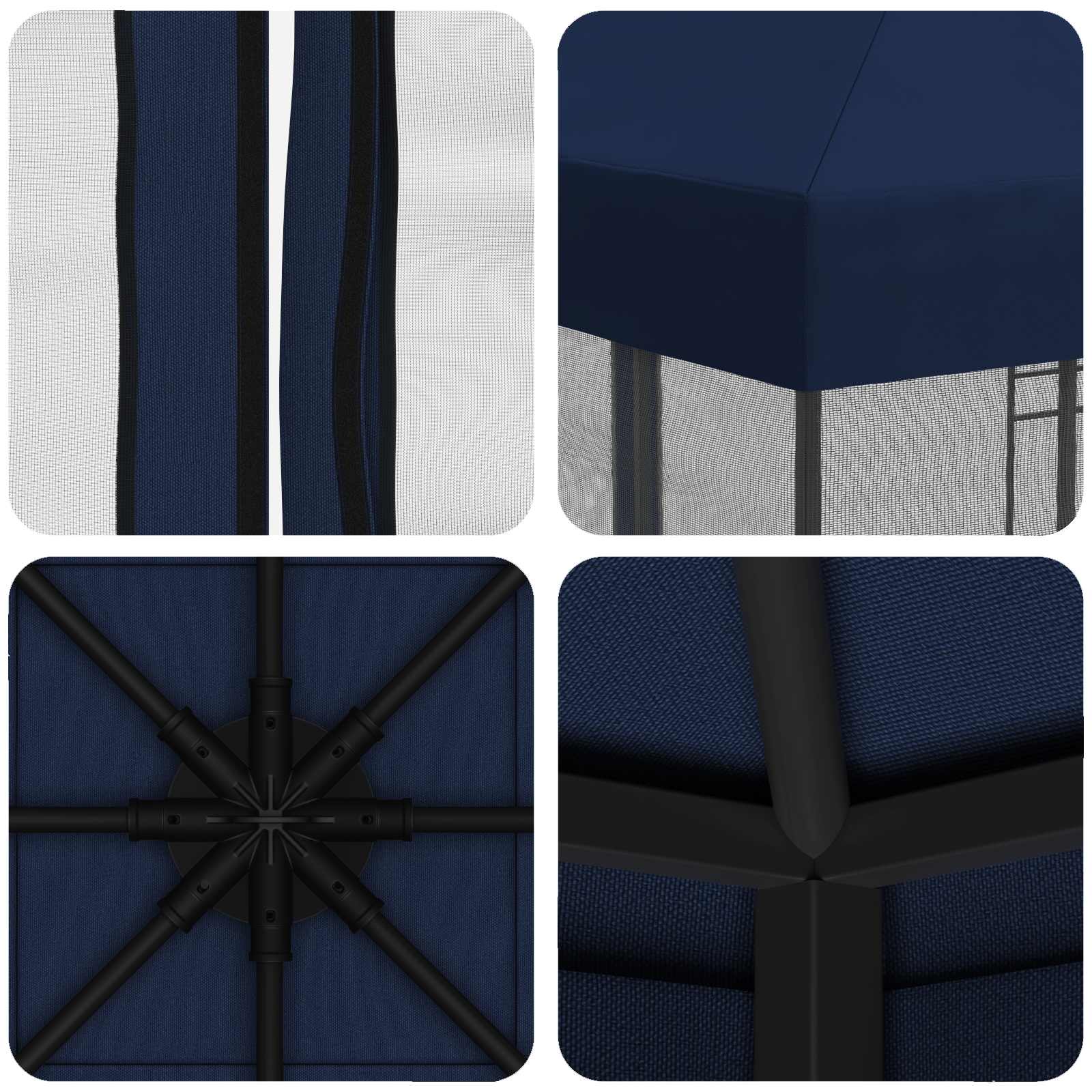 Κήπος Γκαζebo με Πλευρικά Τοίχους 3 x 3 m Μπλε - Pakobazaar