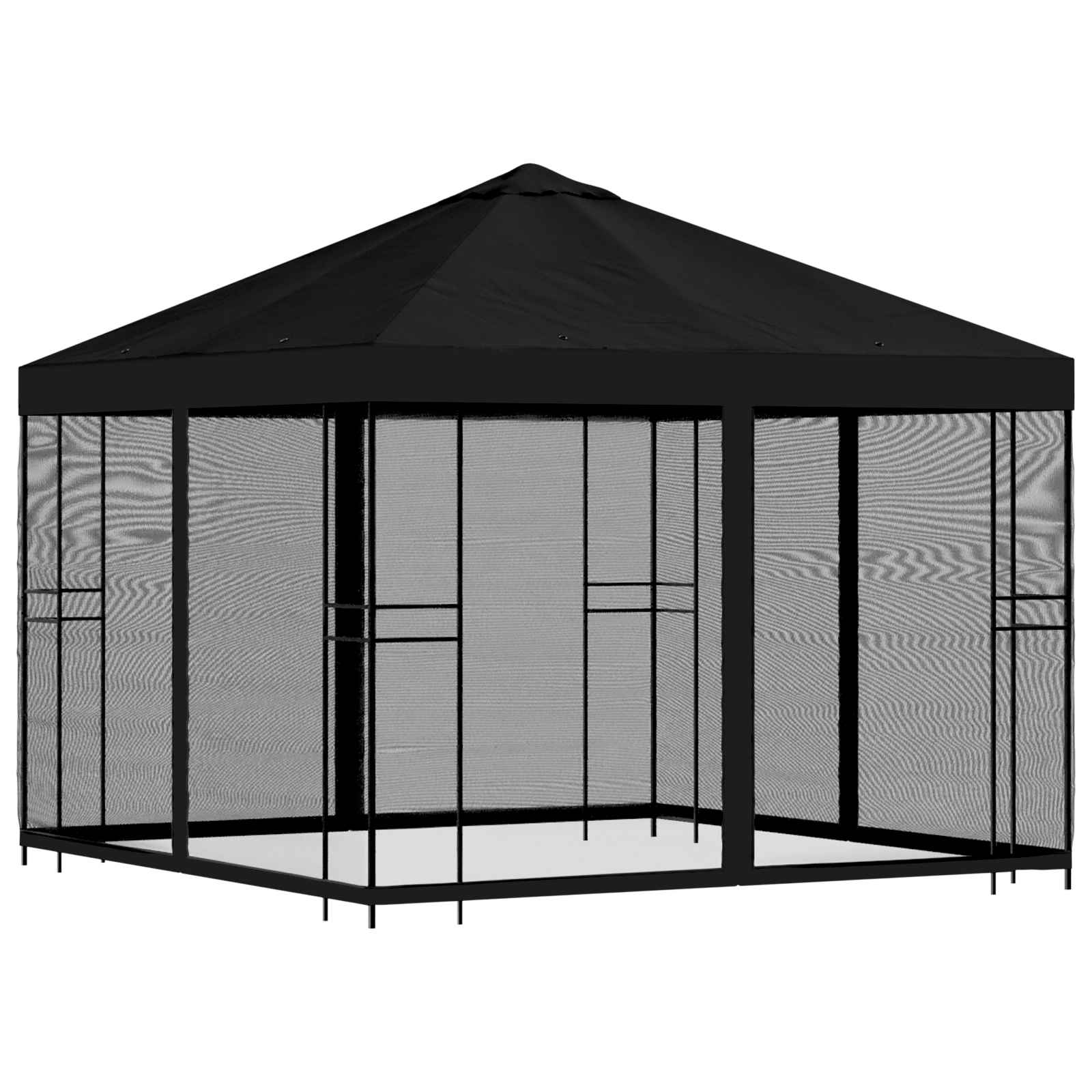 Κήπος Γκαζebo με Πλευρικά Τοίχους 3 x 3 m Μαύρο - Pakobazaar