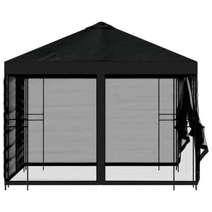 Κήπος Γκαζebo με Πλευρικά Τοίχους 3 x 3 m Μαύρο - Pakobazaar