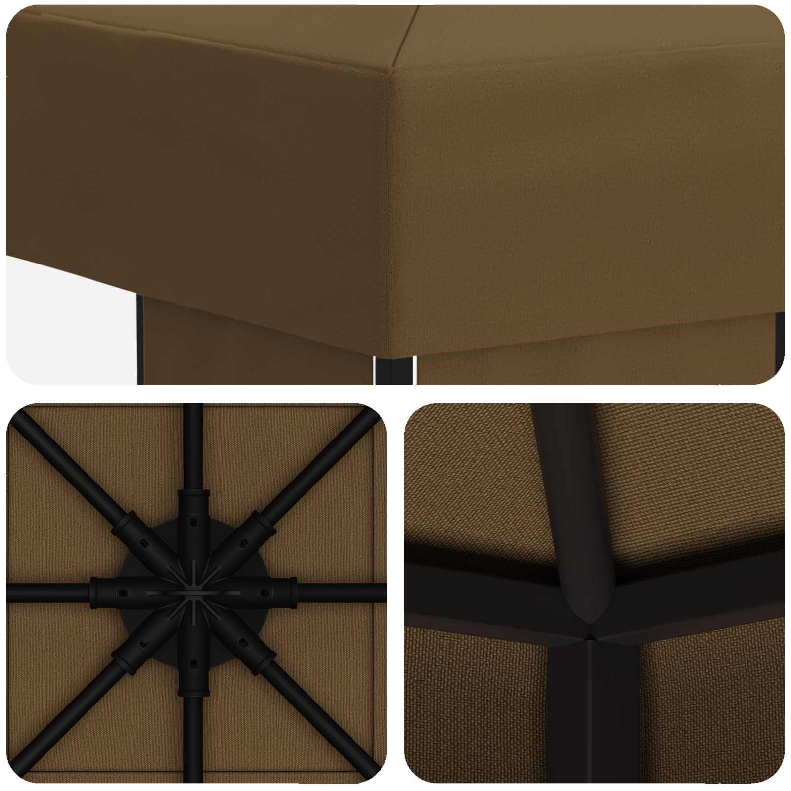 Κιόσκι 3 x 3 m Taupe Πολυεστέρας και Χάλυβας 190 - Pakobazaar