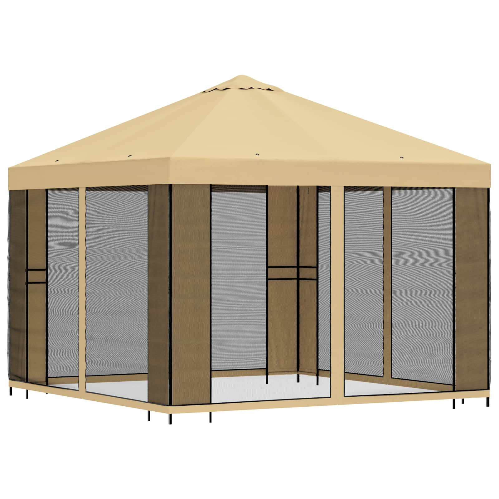 Κήπος Γκαζebo με Πλευρικά Τοίχους 3 x 3 m Κρεμ - Pakobazaar