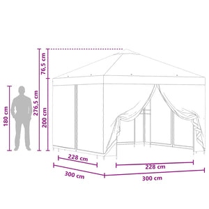 Κήπος Γκαζebo με Πλευρικά Τοίχους 3 x 3 m Ανθρακί - Pakobazaar