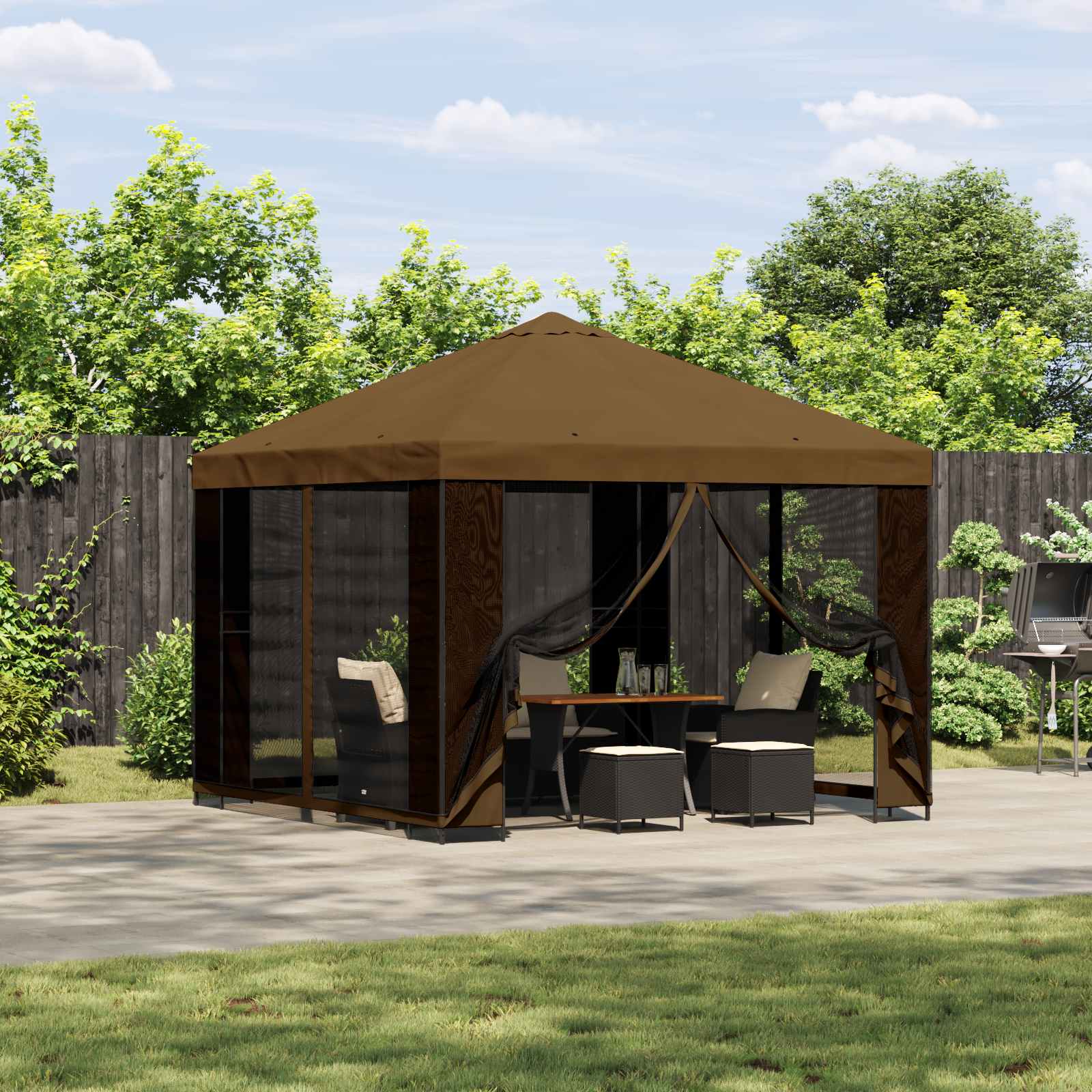 Κήπος Γκαζebo με Πλευρικά Τοίχους 3 x 3 m Taupe - Pakobazaar