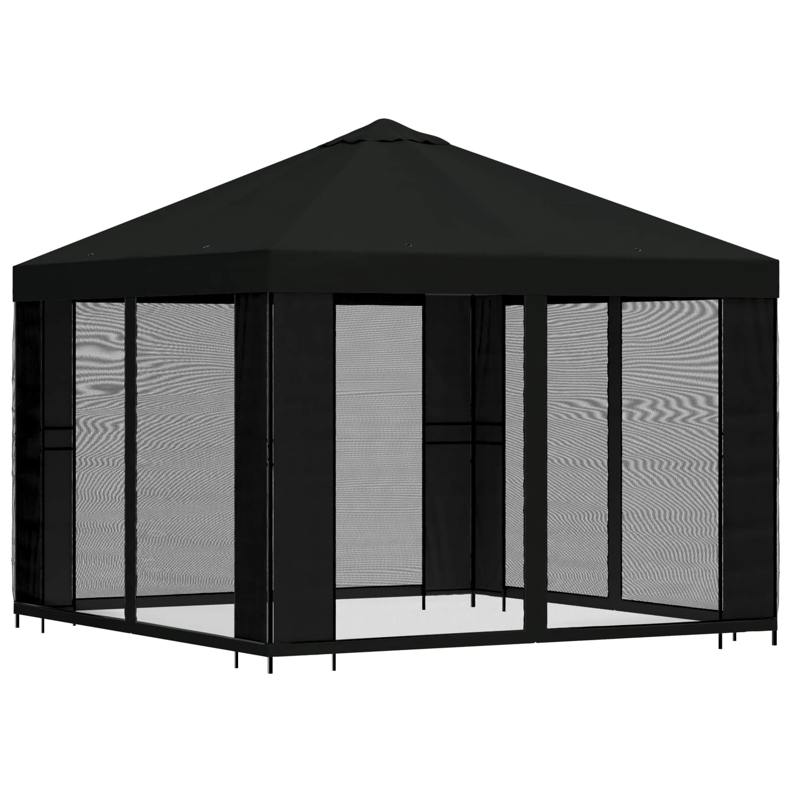 Κήπος Γκαζebo με Πλευρικά Τοίχους 3 x 3 m Μαύρο - Pakobazaar