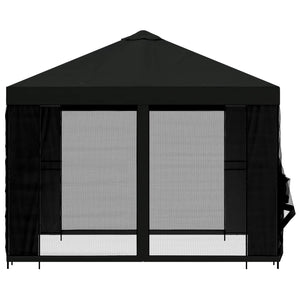Κήπος Γκαζebo με Πλευρικά Τοίχους 3 x 3 m Μαύρο - Pakobazaar