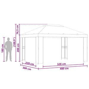 Κιόσκι 4 x 3 μ Κρεμ Πολυεστέρας και Χάλυβας 190 - Pakobazaar