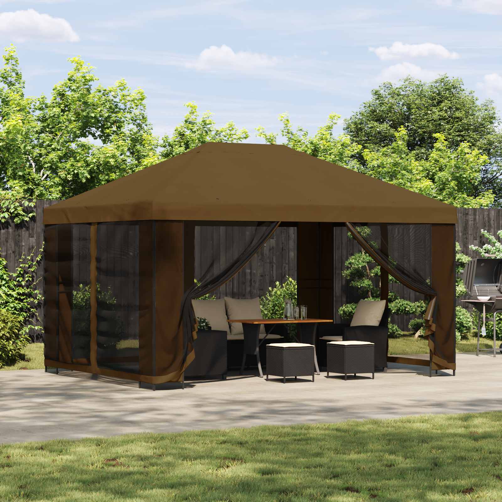 Κιόσκι 4 x 3 μ Taupe Πολυεστέρας και Χάλυβας 190 - Pakobazaar