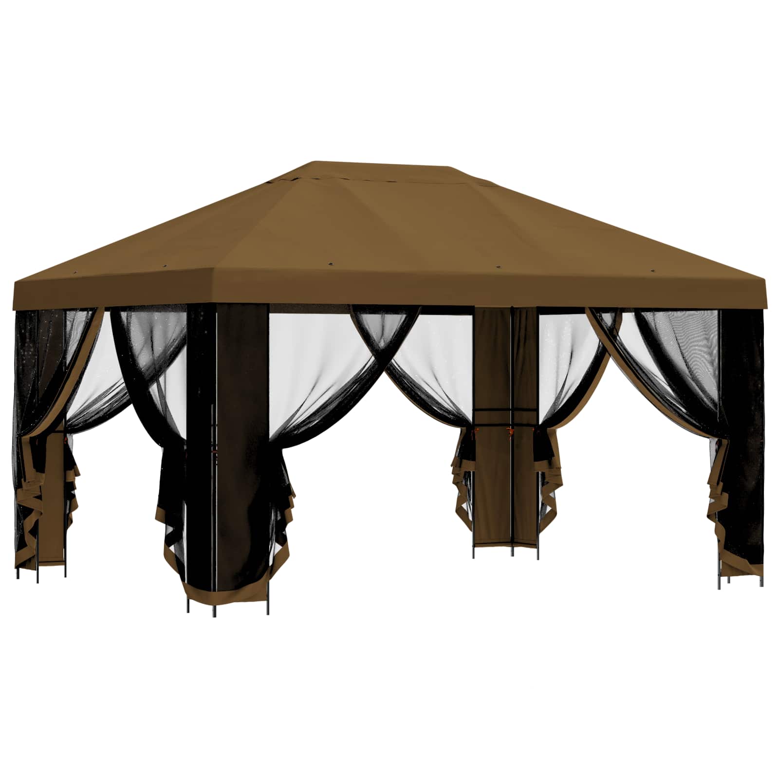Κήπος Γκαζebo με Πλευρικά Τοίχους 4 x 3 μ Taupe - Pakobazaar