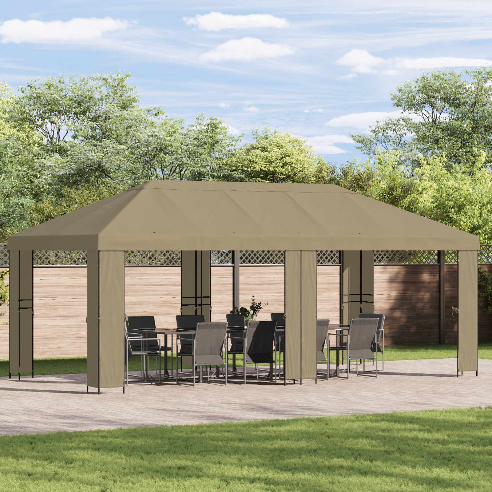 Κάλυμμα Γκαζebo 6 x 3 m Μπεζ Πολυεστέρας 190 gsm