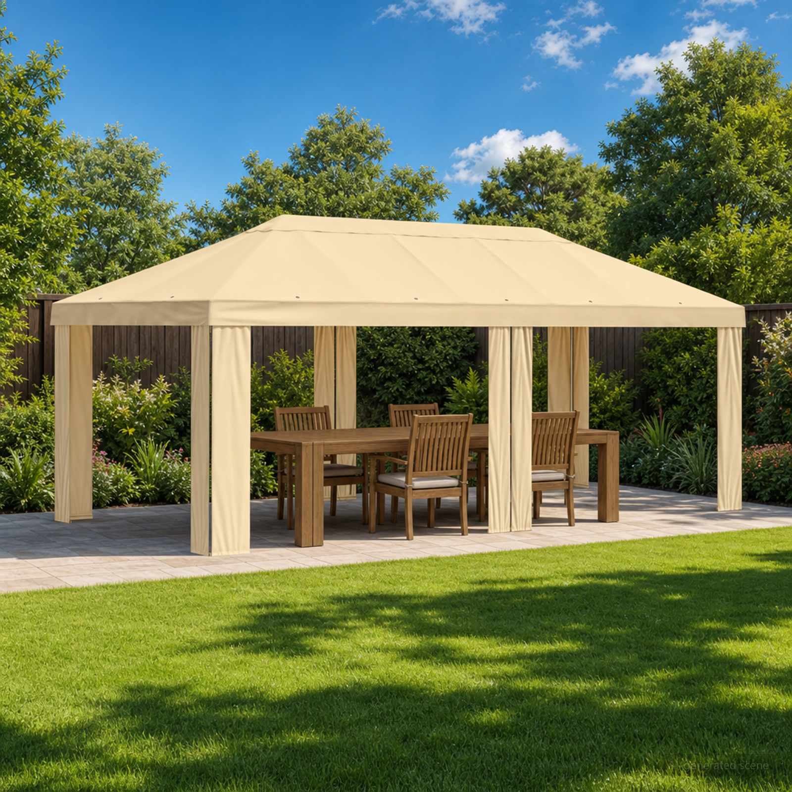 Κάλυμμα Γκαζebo 6 x 3 m Κρεμ Πολυεστέρας 190 gsm