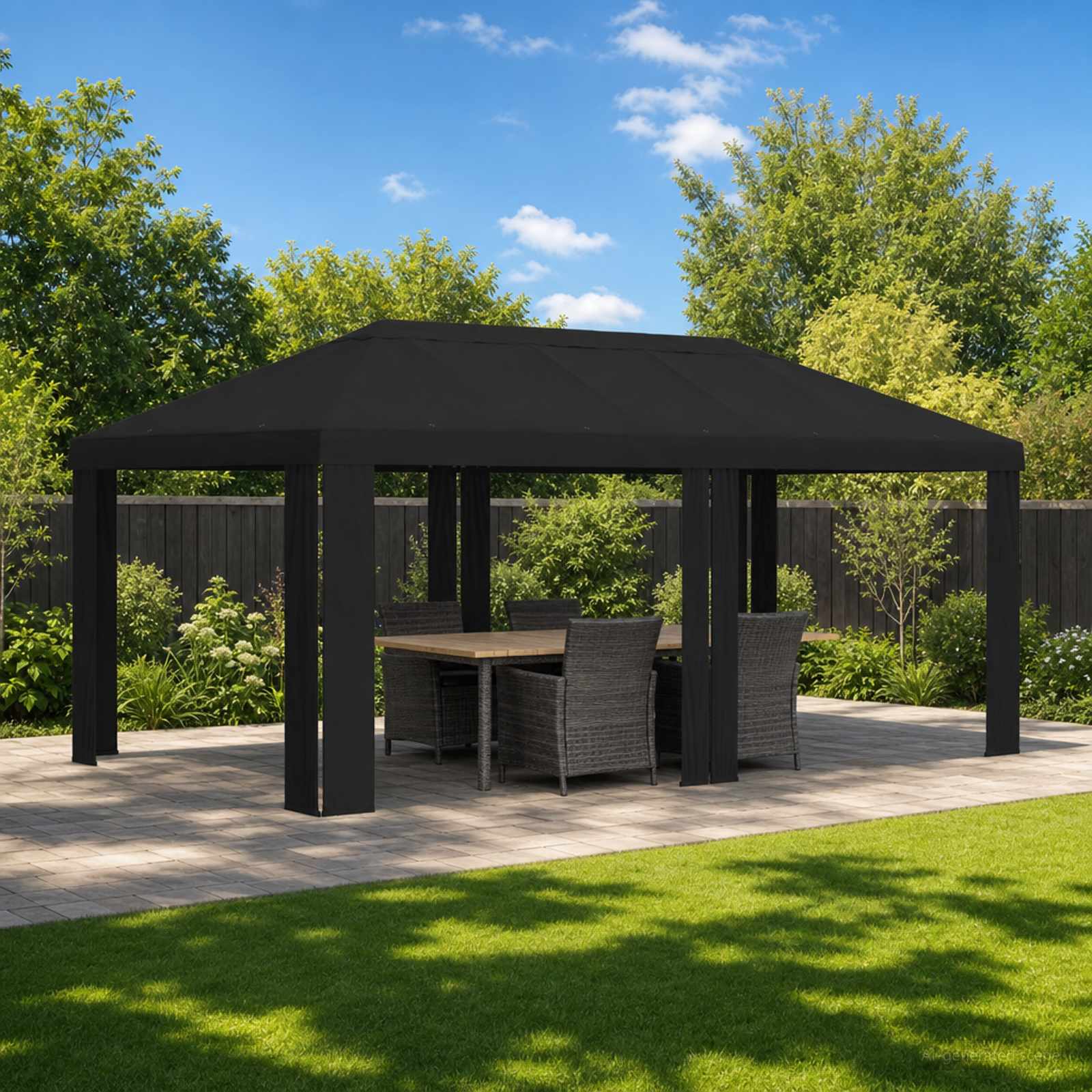 Κάλυμμα Γκαζebo 6 x 3 m Μαύρο Πολυεστέρας 190 gsm
