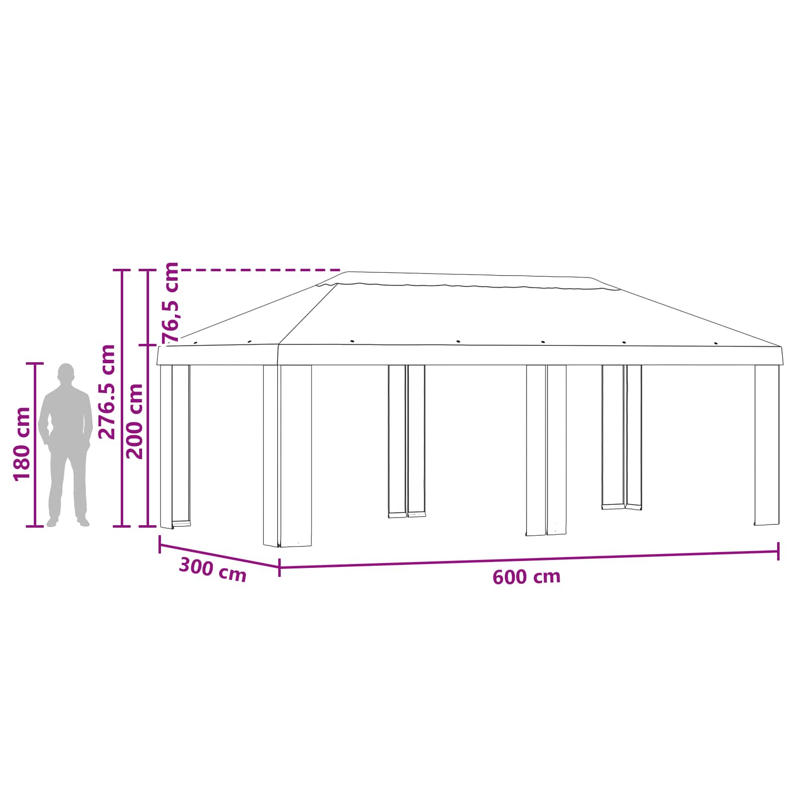 Κάλυμμα Γκαζebo 6 x 3 m Μπορντό Πολυεστέρας 190 gsm