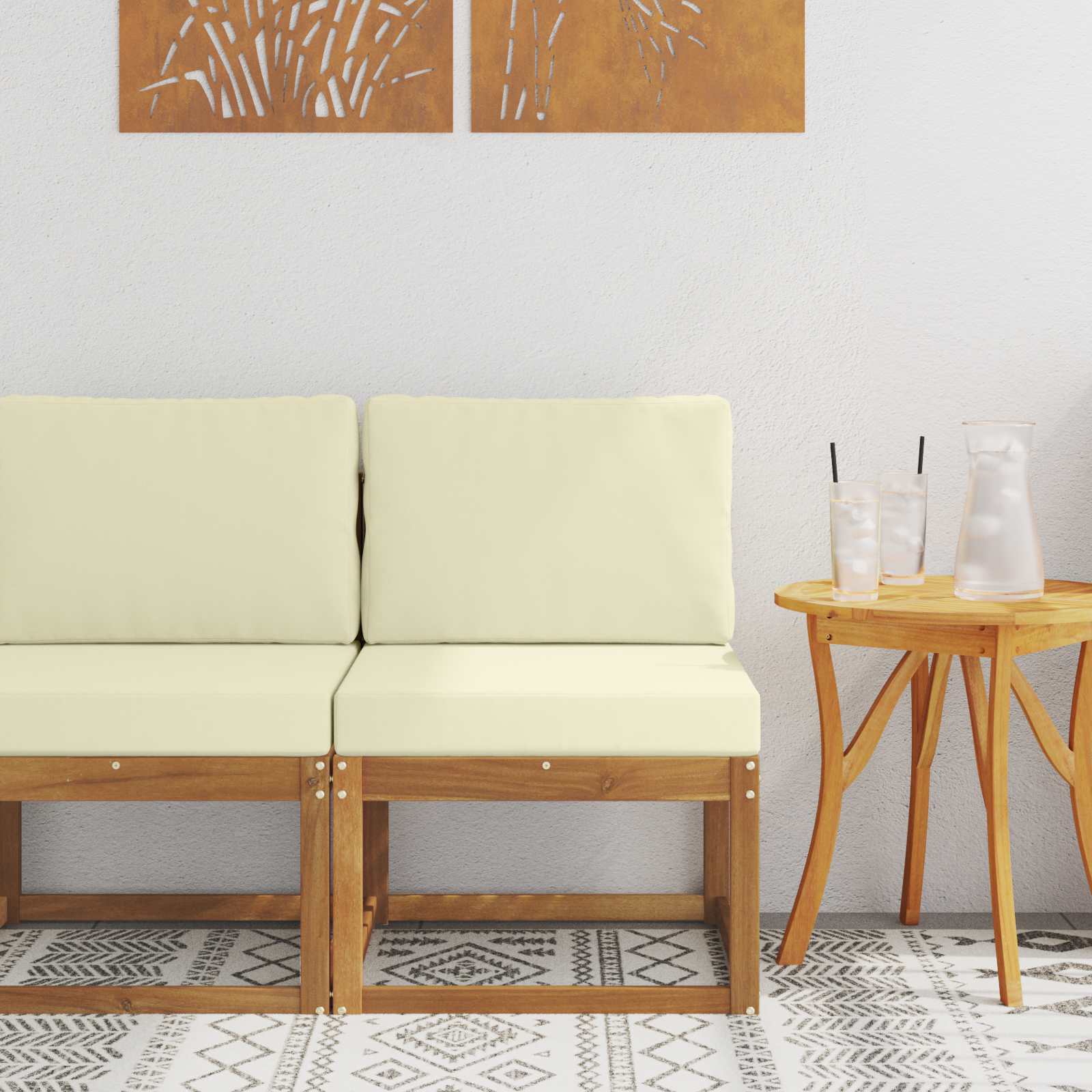 Μεσαίος καναπές εξωτερικού χώρου Στερεό Ξύλο Ακακίας Φυσικό - Pakobazaar