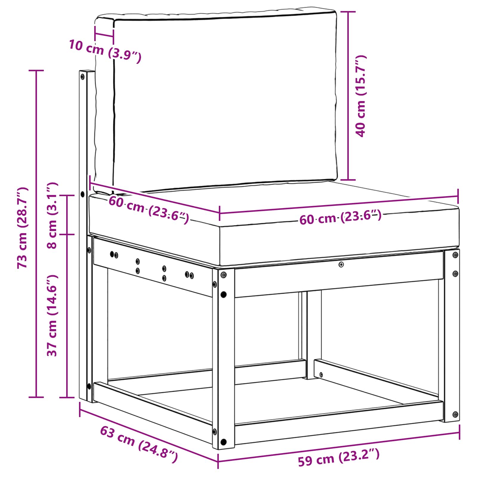 Μεσαίος καναπές εξωτερικού χώρου Στερεό Ξύλο Ακακίας Φυσικό - Pakobazaar