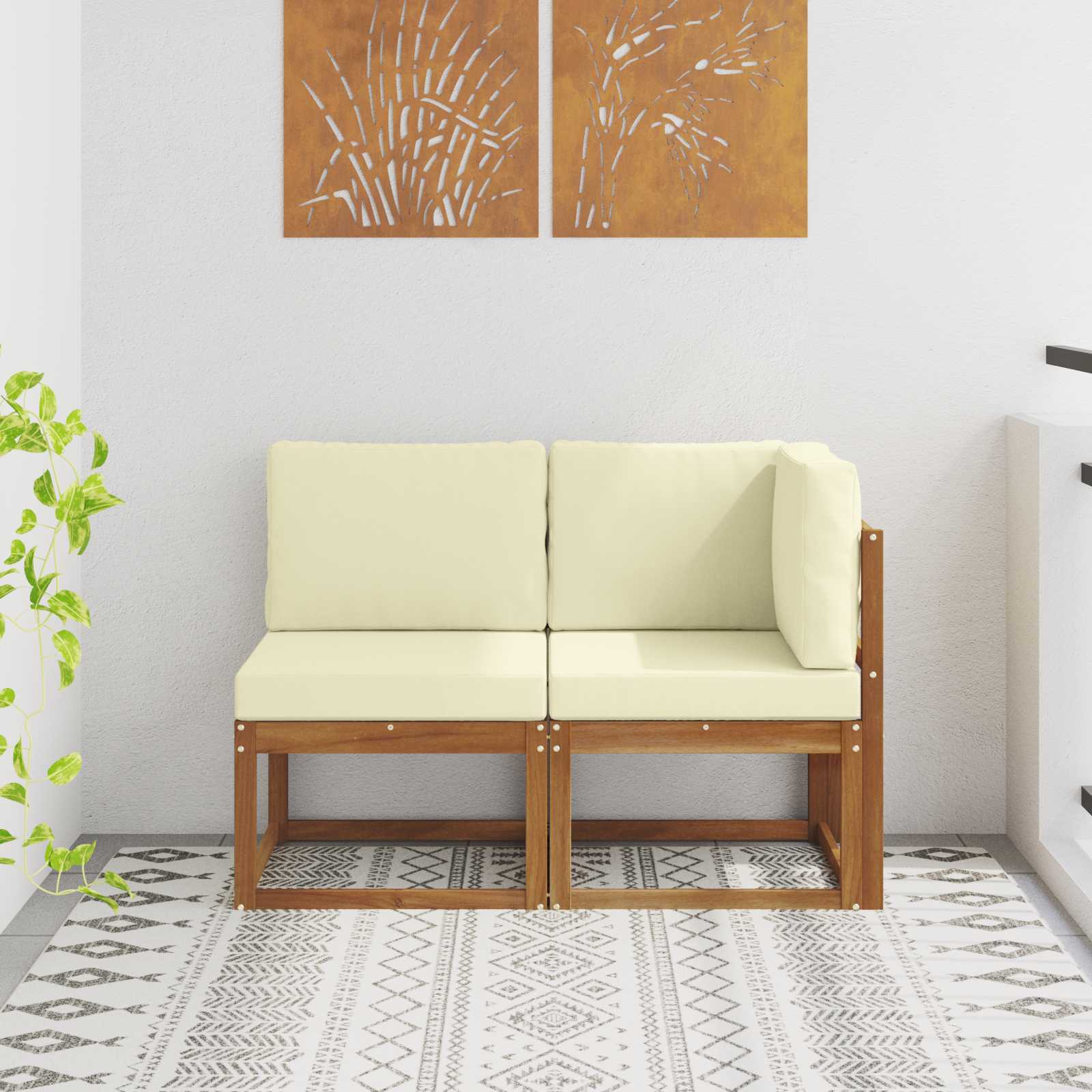 Εξωτερικός μεσαίος και γωνιακός καναπές με μαξιλάρι 2 Τεμάχιο - Pakobazaar