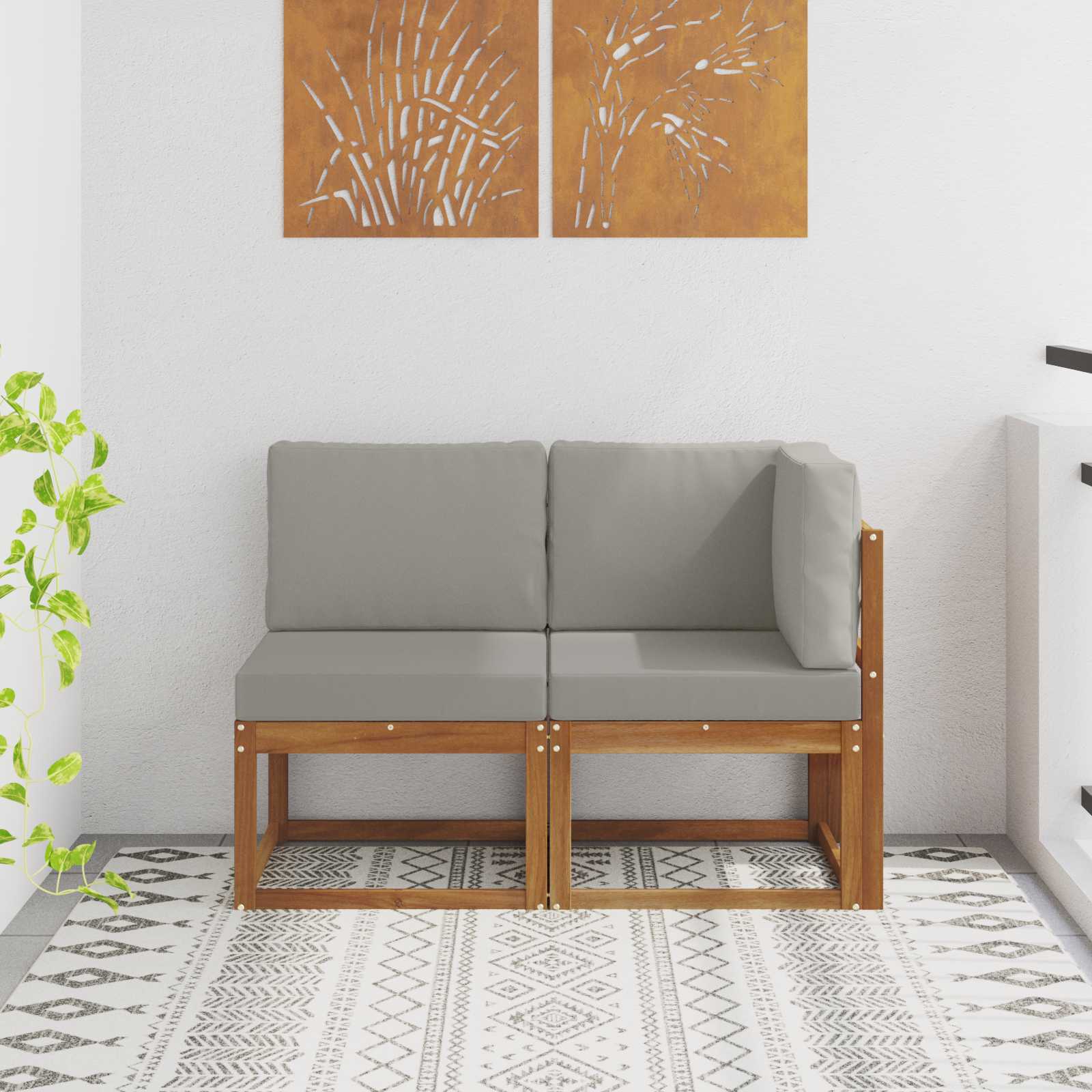 Εξωτερικός Μεσαίος και Γωνιακός Καναπές με μαξιλάρι 2 Τεμάχιο - Pakobazaar