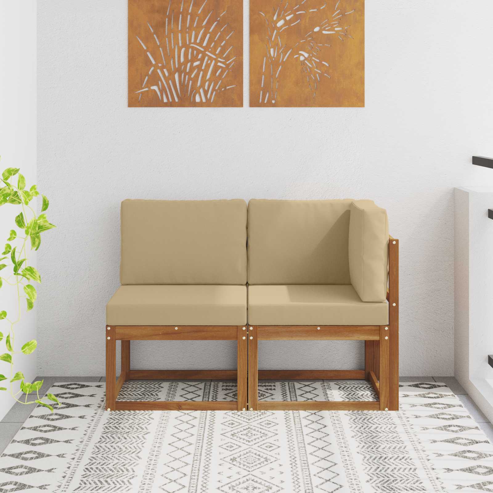 Εξωτερικός Μεσαίος και Γωνιακός Καναπές με μαξιλάρι 2 Τεμάχιο - Pakobazaar