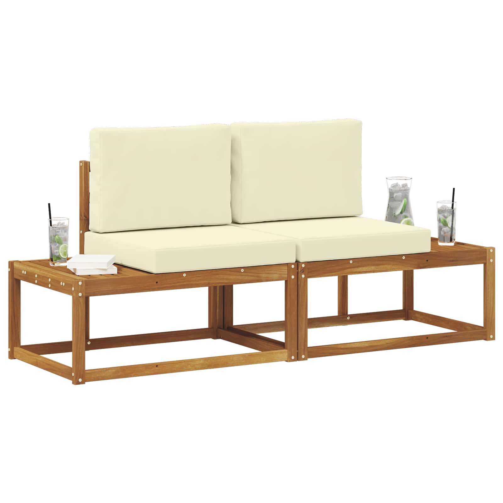 Εξωτερικός τμηματικός καναπές 2 Τεμάχιο Φυσικό και Κρέμα - Pakobazaar