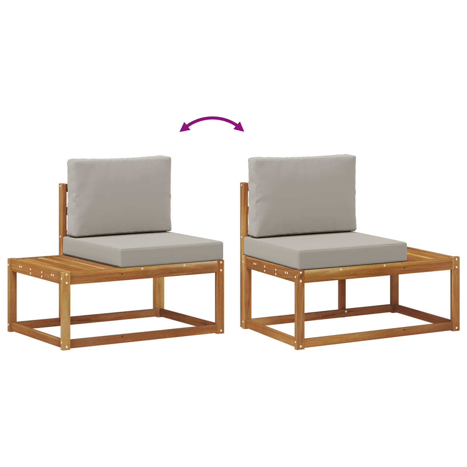 Εξωτερικός τμηματικός καναπές 2 Τεμάχιο Φυσικό και Ανοιχτό Γκρι - Pakobazaar