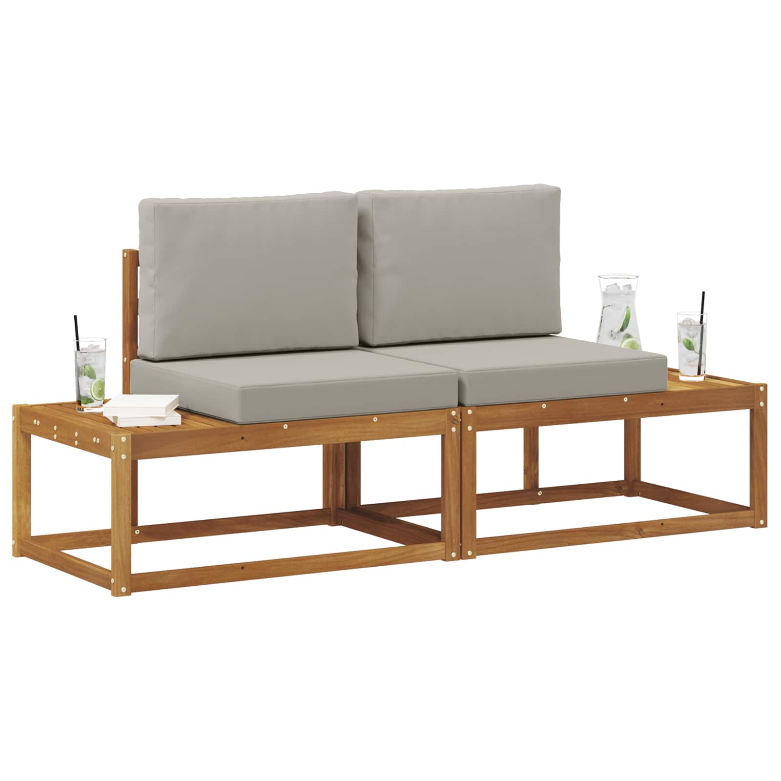 Εξωτερικός τμηματικός καναπές 2 Τεμάχιο Φυσικό και Ανοιχτό Γκρι - Pakobazaar