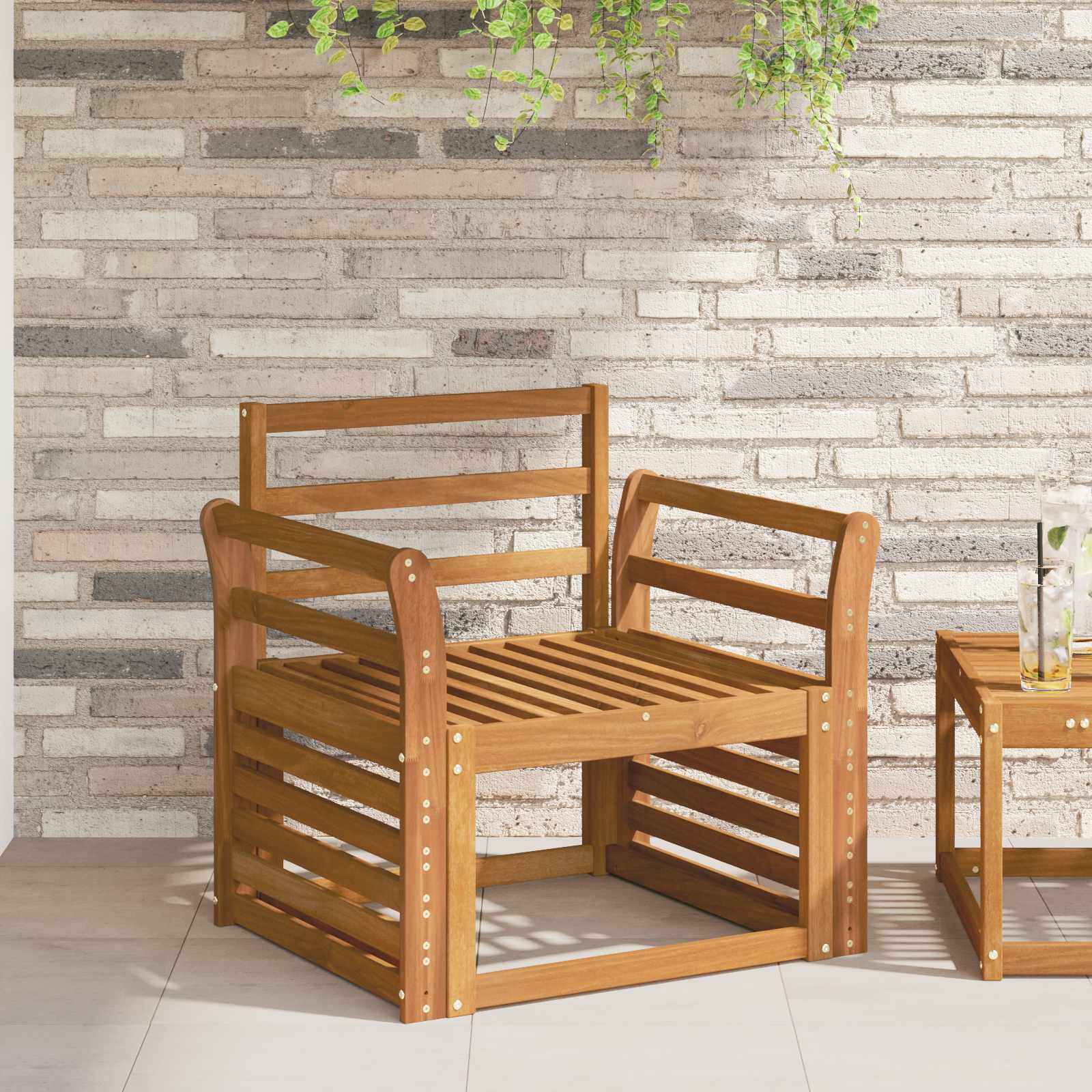 Κάθισμα 2 pcs Φυσικό 58,5 x 8 x 60 εκ. Στερεό Ξύλο Ακακίας