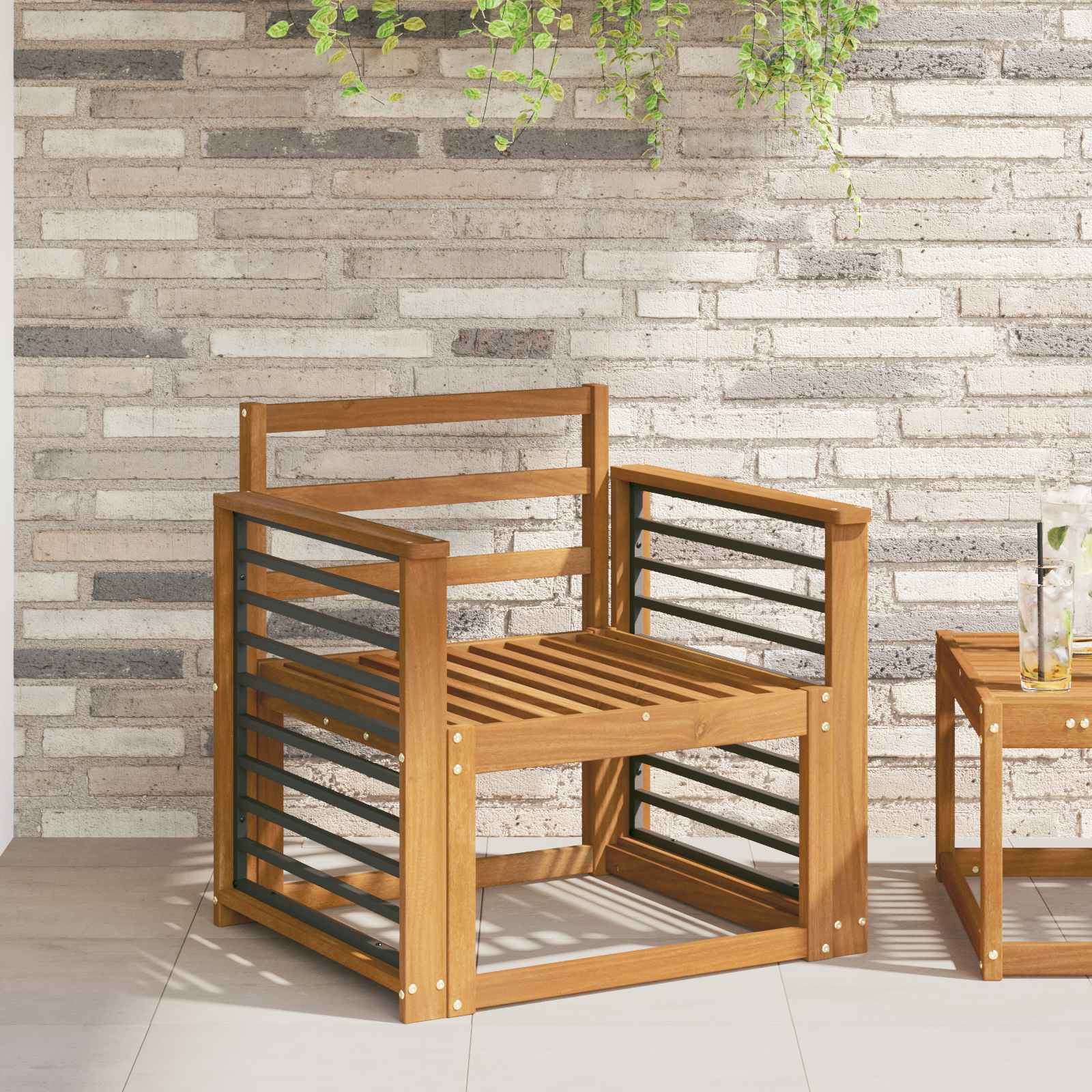 Κάθισμα 2 pcs Φυσικό 60 x 6 x 61 εκ Στερεό Ξύλο Ακακίας