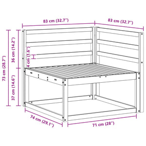 Υπαίθριο Γωνιακό Καναπέ Φυσικό 83 x 83 x 73 εκ - Pakobazaar