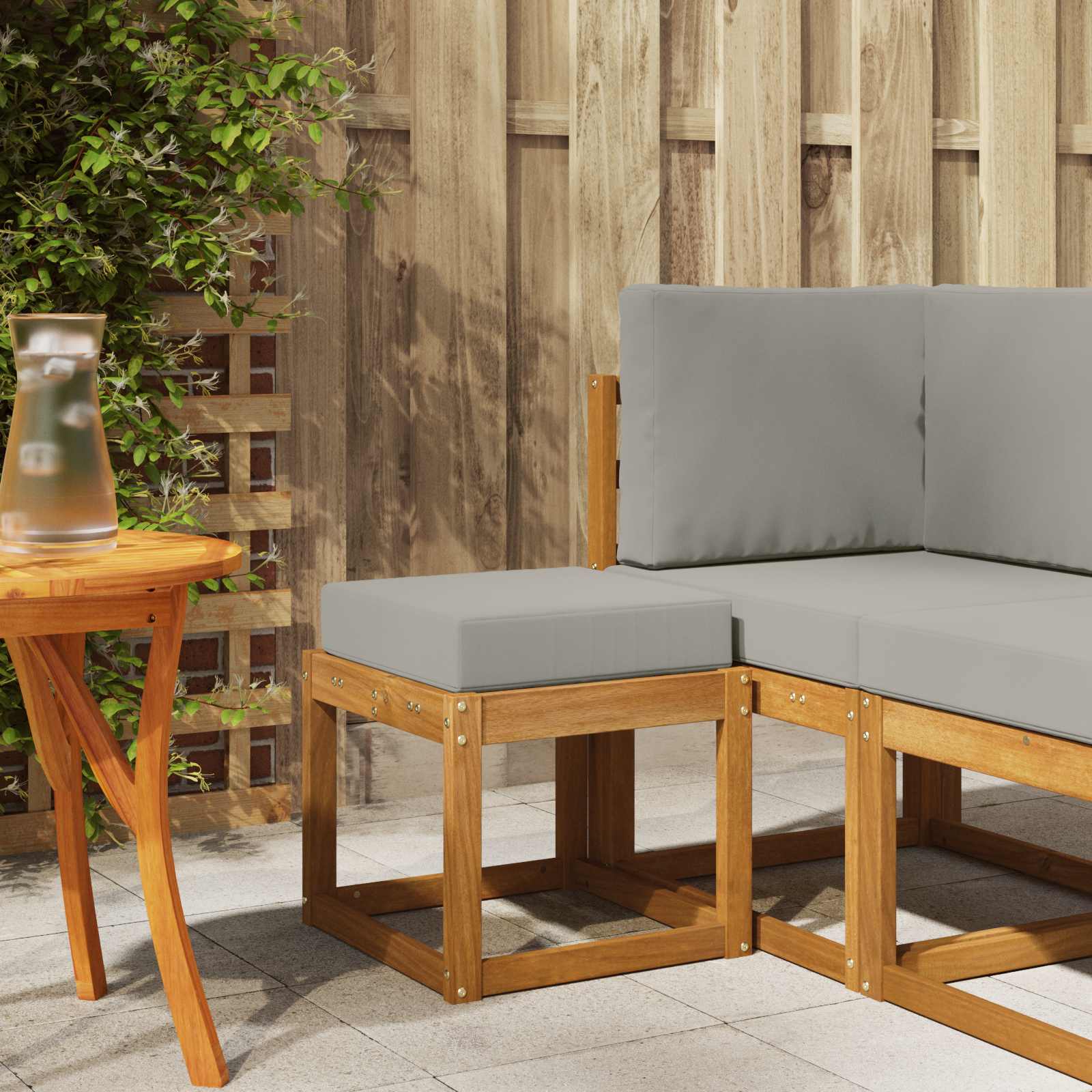 Πάγκος Σκαμπό Φυσικό και Ανοιχτό Γκρι 43 x 43 x 37 εκ - Pakobazaar