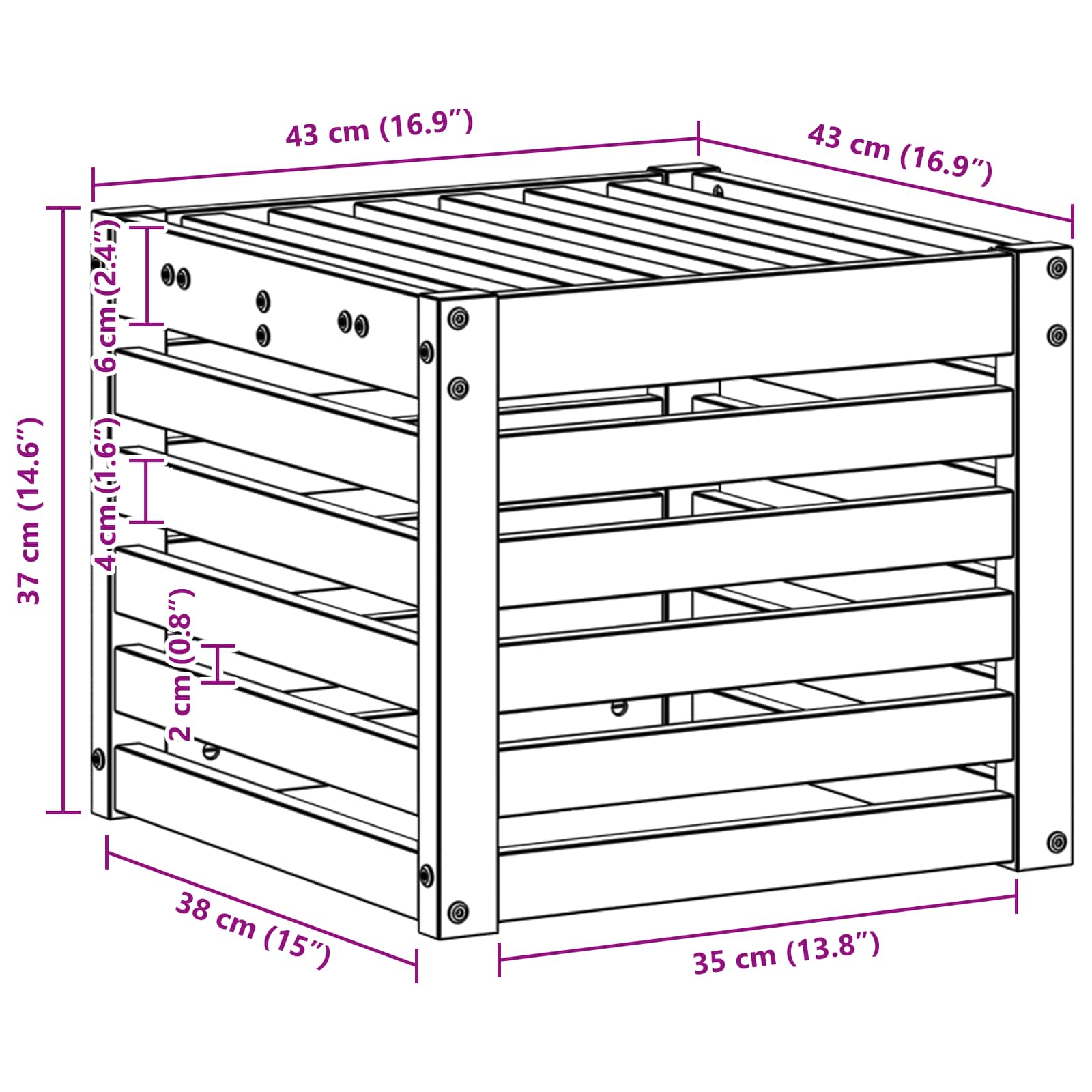 Παγκάκι Εξωτερικού Χώρου Φυσικό 43 x 43 x 37 εκ - Pakobazaar