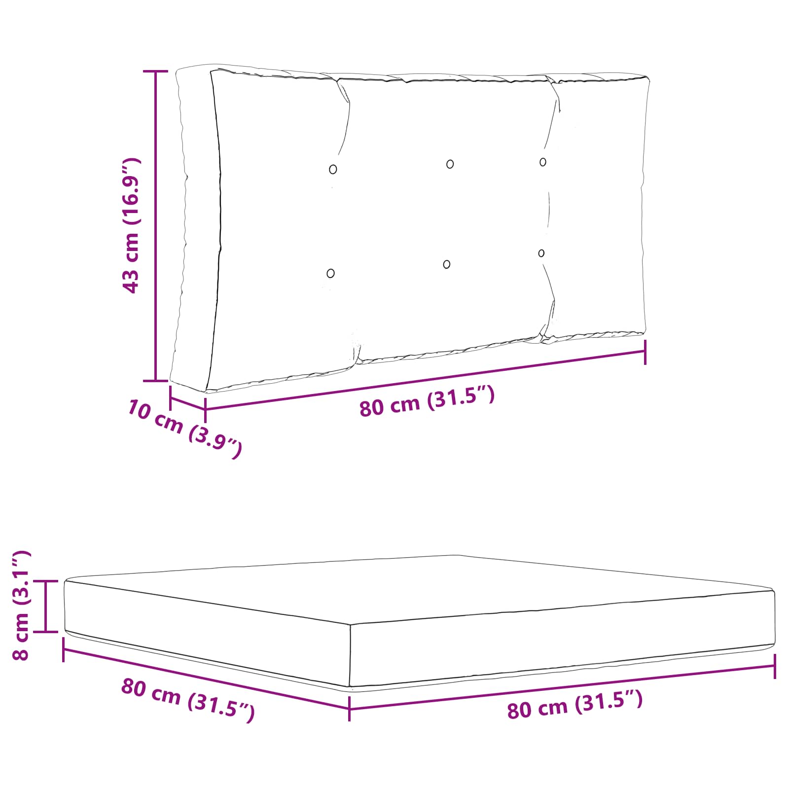 Μαξιλάρι Καναπέ Εξωτερικού Χώρου 2 pcs Taupe Πολυεστέρας - Pakobazaar