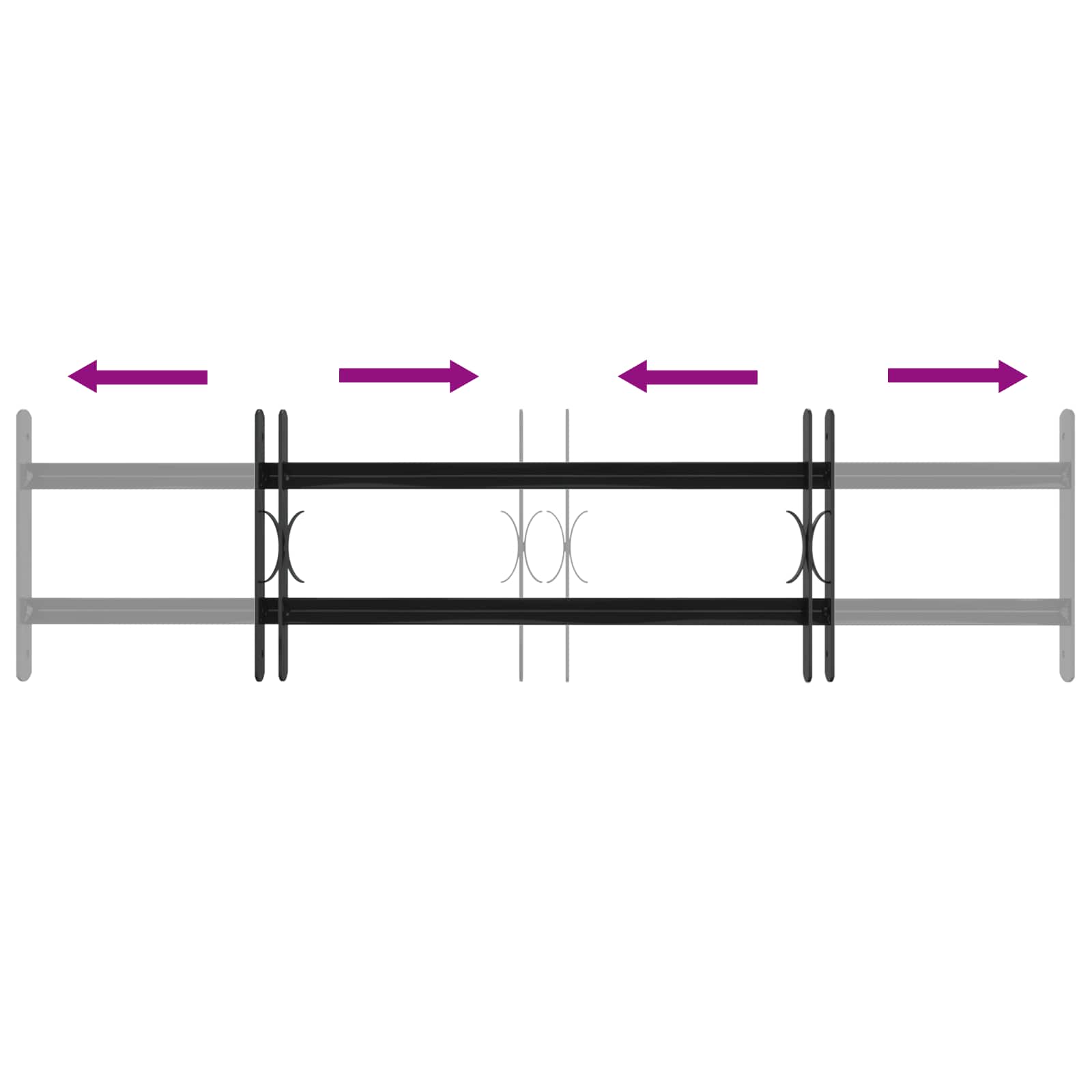 Γρίλια Παραθύρου Μαύρο 115 x 30 εκ Χάλυβας με επίστρωση πούδρας - Pakobazaar