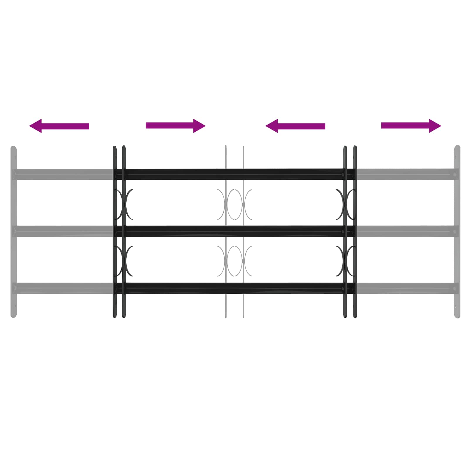 Γρίλια Παραθύρου Μαύρο 116 x 45 εκ Χάλυβας με επίστρωση πούδρας - Pakobazaar