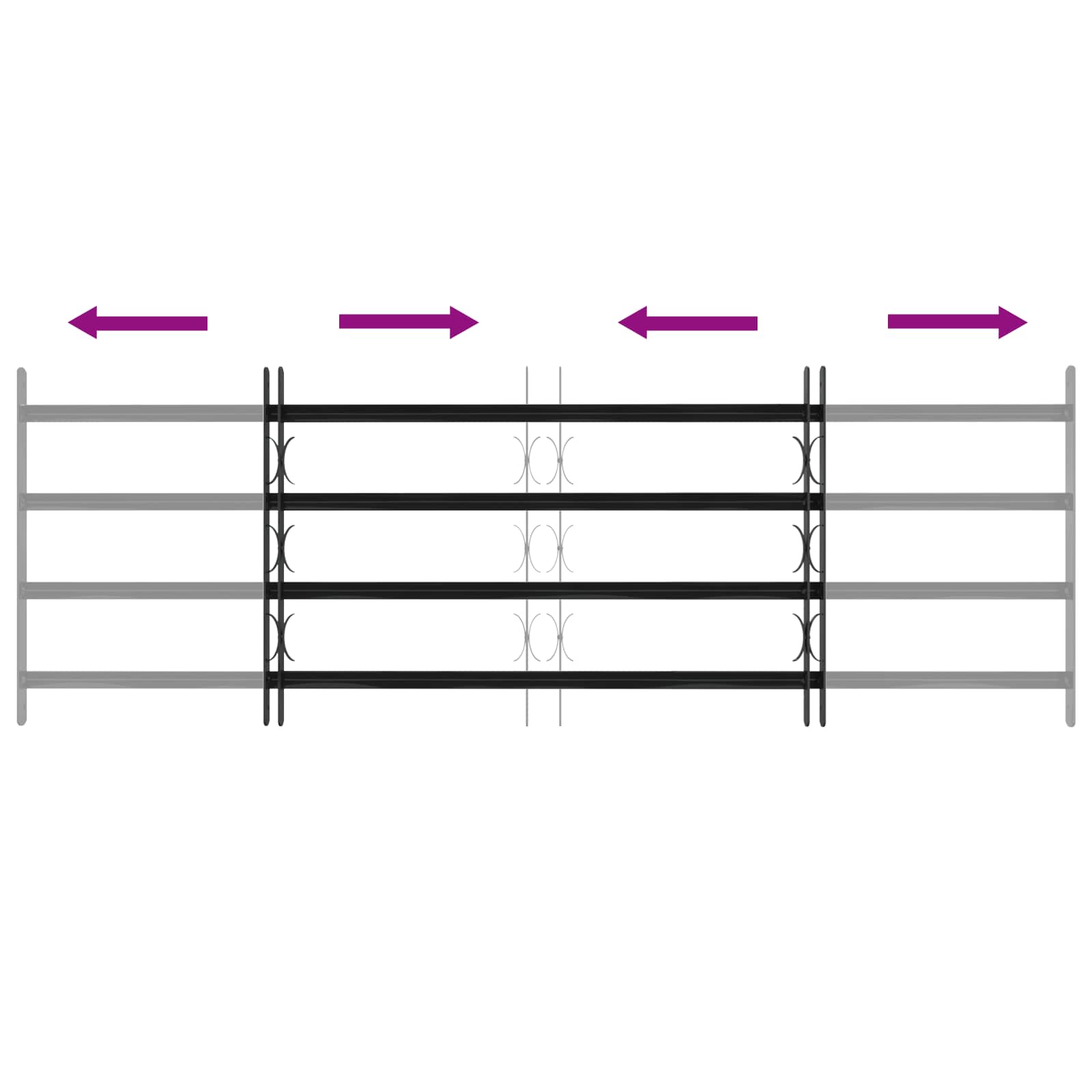 Γρίλια Παραθύρου Μαύρο 175 x 60 εκ Χάλυβας με επίστρωση πούδρας - Pakobazaar