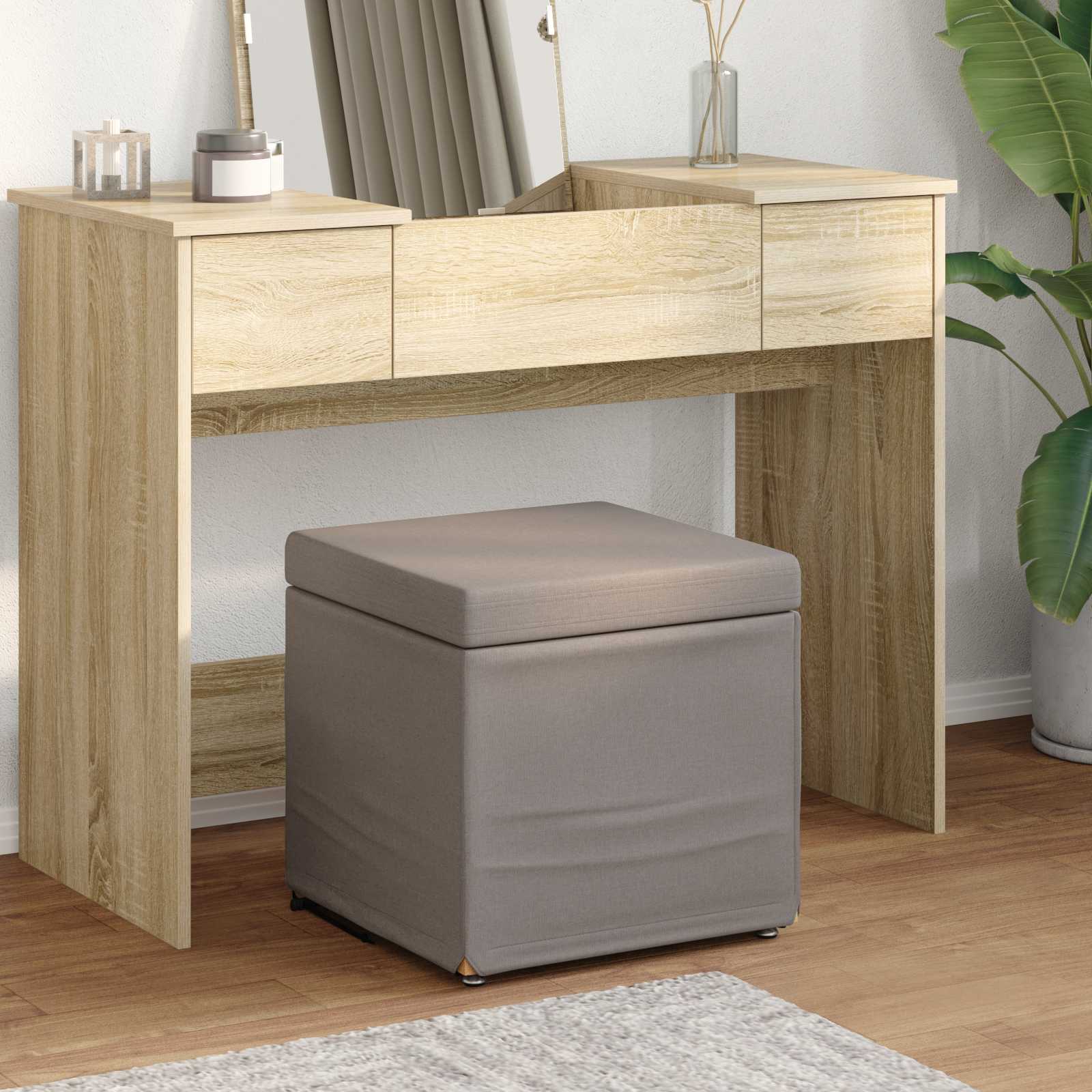 Σκαμνί Taupe 41 x 41 x 40 εκ Ύφασμα και Επεξεργασμένο Ξύλο