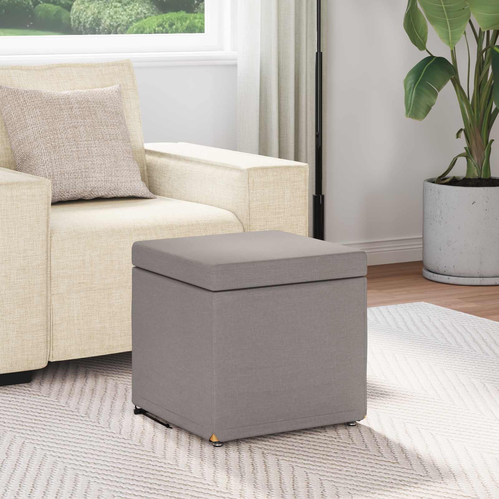 Σκαμνί Taupe 41 x 41 x 40 εκ Ύφασμα και Επεξεργασμένο Ξύλο
