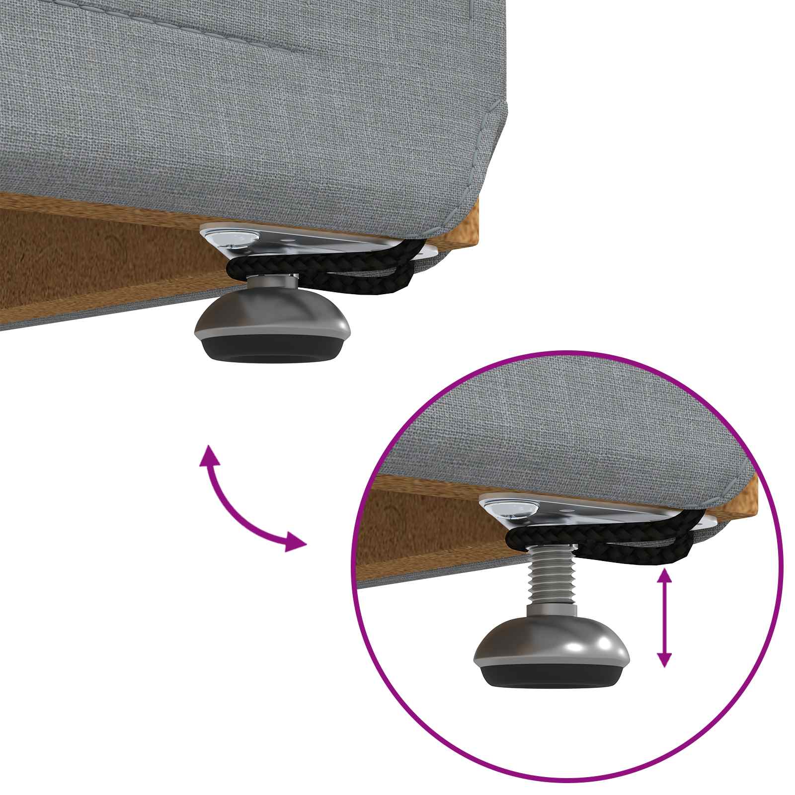 Σκαμνί Ανοιχτό γκρι Ύφασμα και Επεξεργασμένο Ξύλο