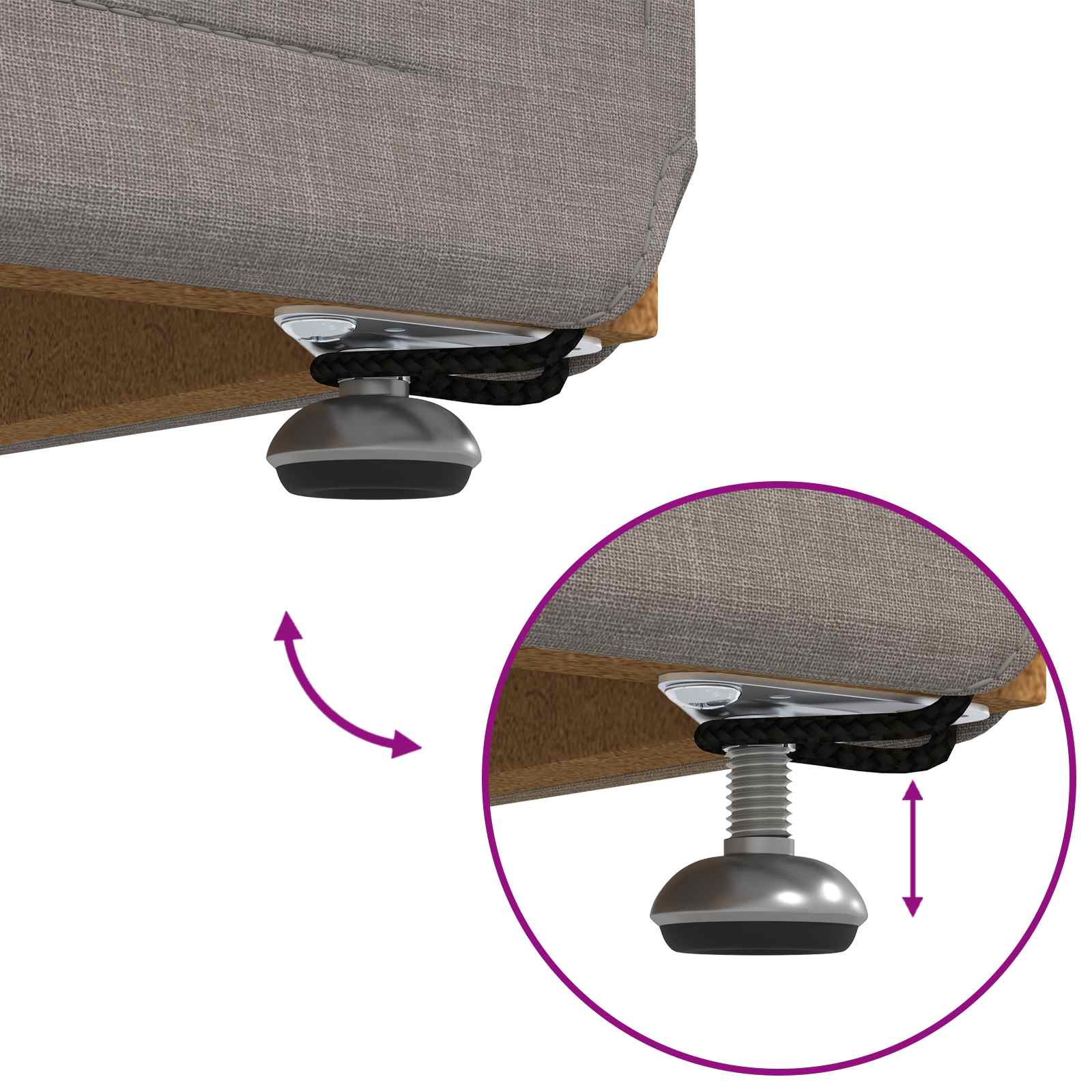 Σκαμνί Taupe 61 x 41 x 40 εκ Ύφασμα και Επεξεργασμένο Ξύλο