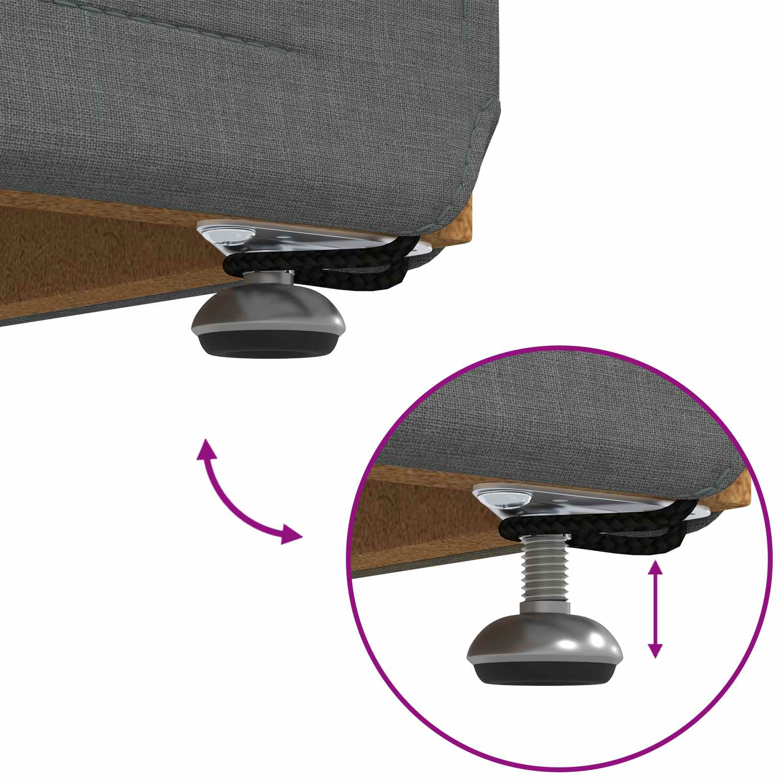 Σκαμνί Σκούρο Γκρι Ύφασμα και Επεξεργασμένο Ξύλο