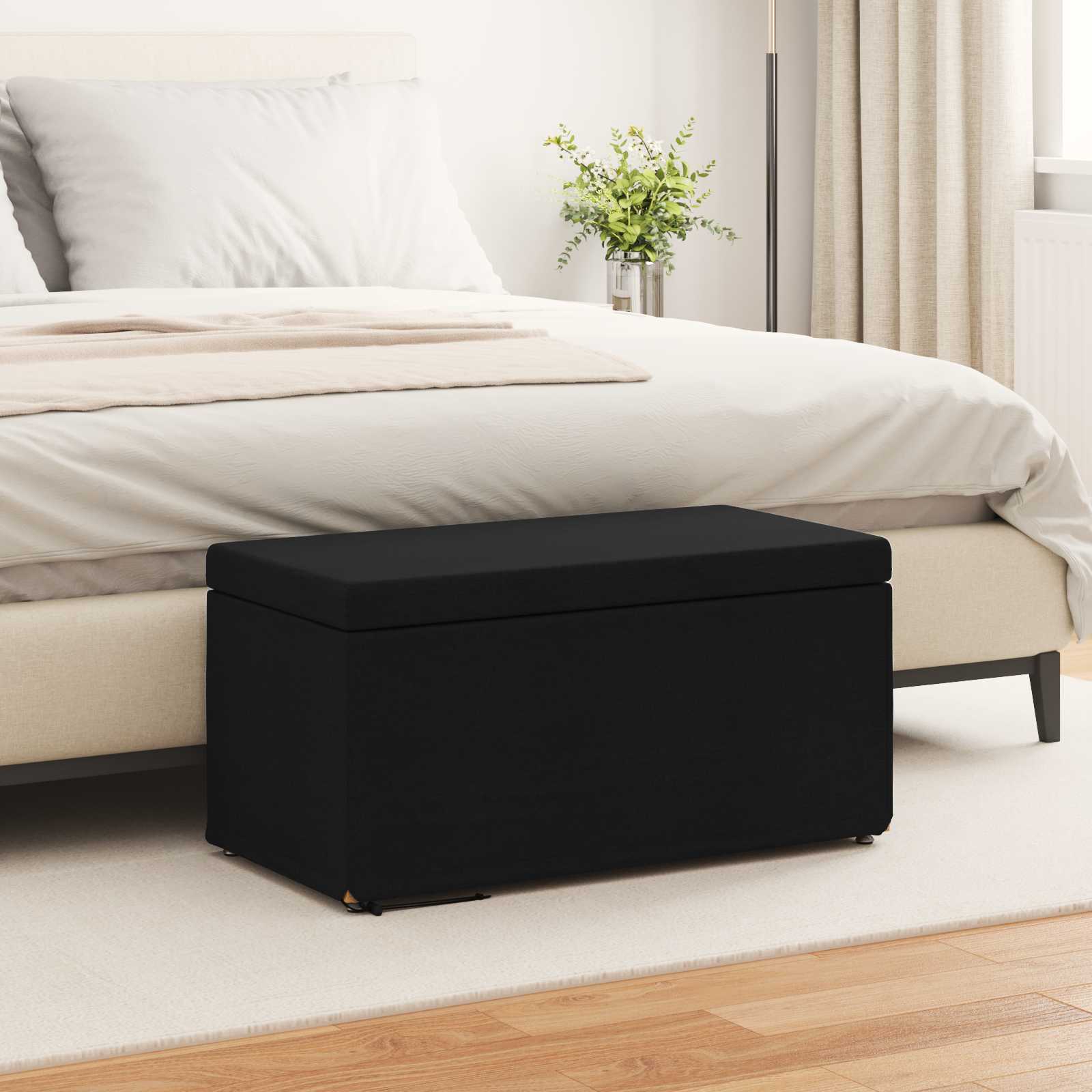 Σκαμνί Μαύρο 81 x 41 x 40 cm Ύφασμα και Επεξεργασμένο Ξύλο