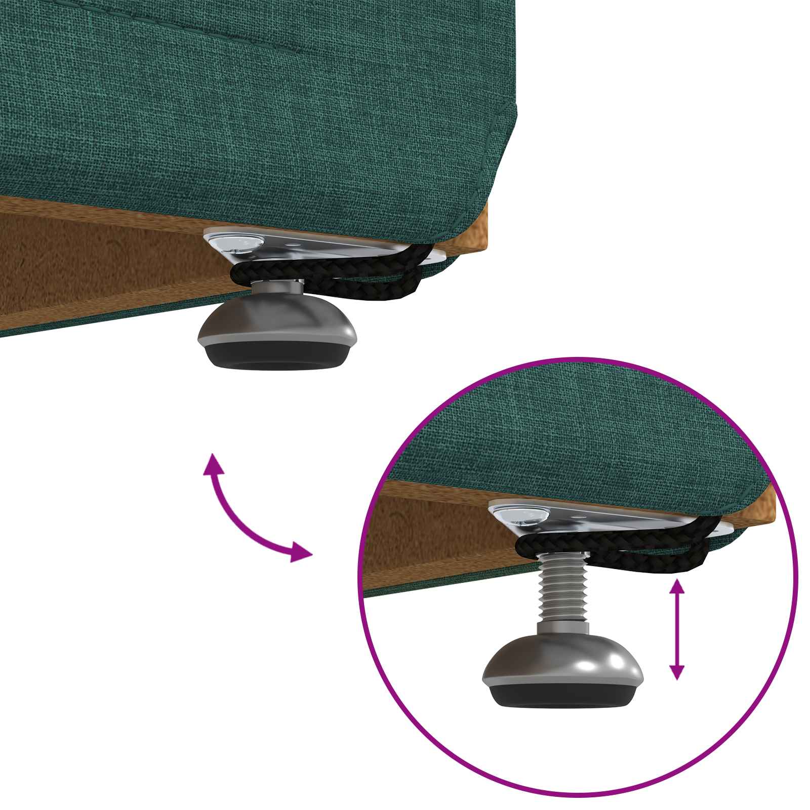 Σκαμνί Σκούρο Πράσινο Ύφασμα και Επεξεργασμένο Ξύλο