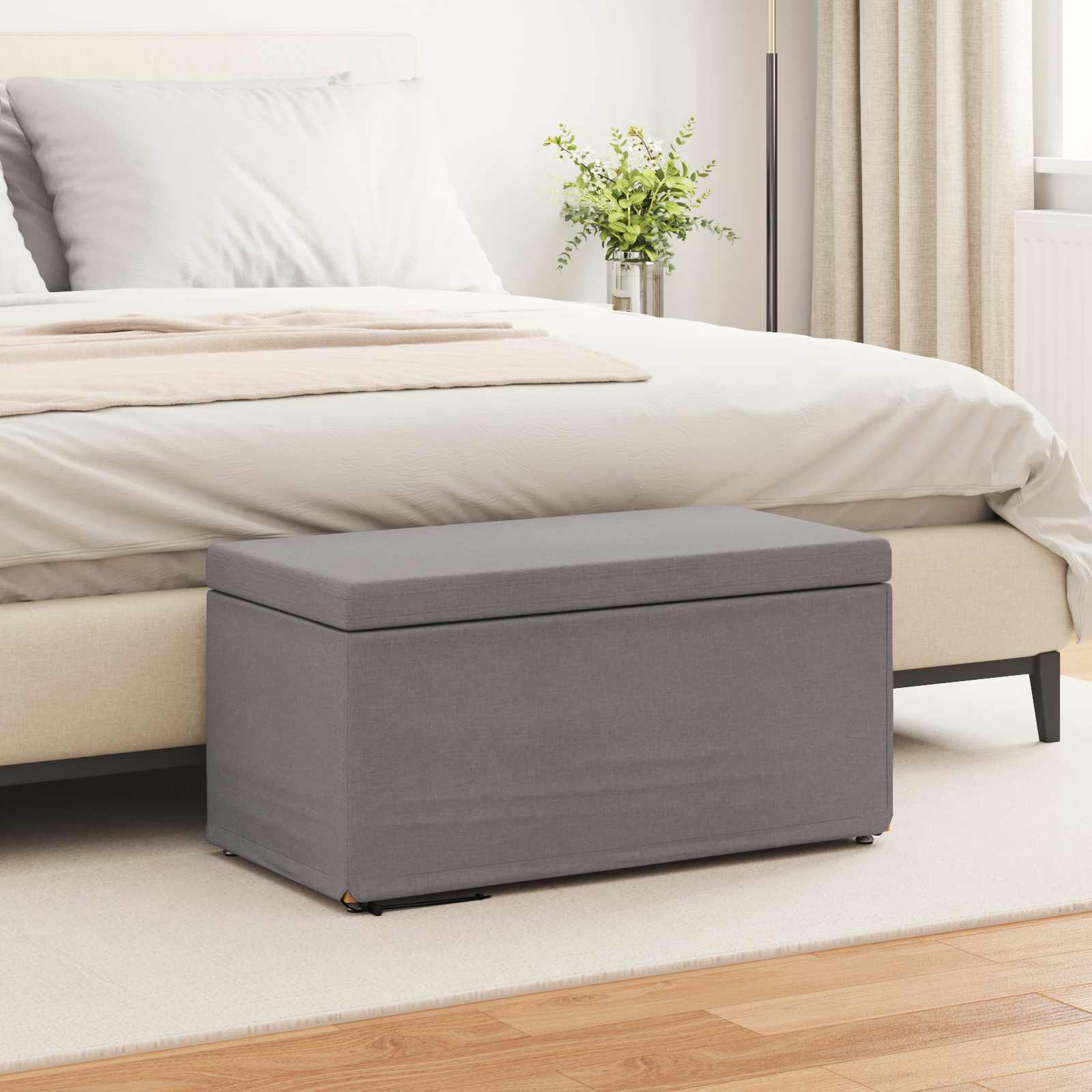 Σκαμνί Taupe 81 x 41 x 40 cm Ύφασμα και Επεξεργασμένο Ξύλο