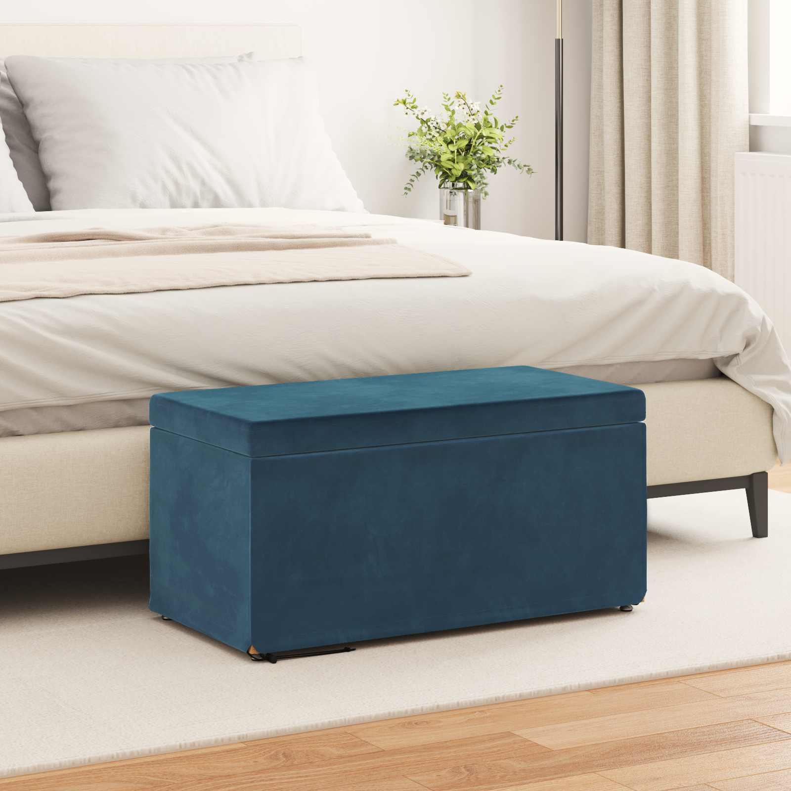 Σκαμνί Μπλε 81 x 41 x 40 cm Βελούδο και Μηχανικά Ξύλα